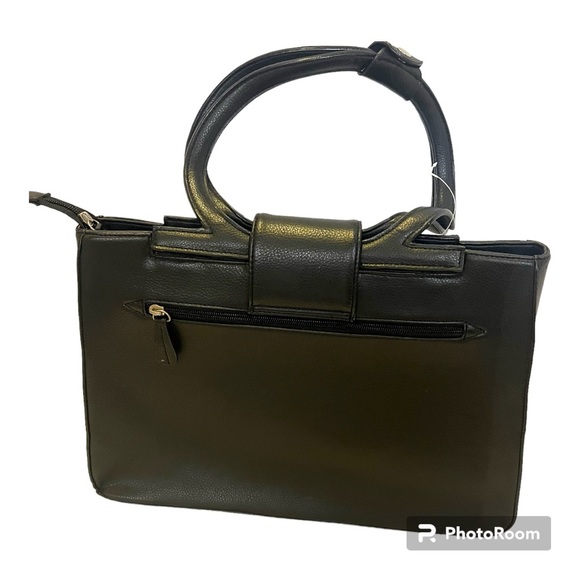 NWT Vintage Ferragamo Black Ladies Business Handbag w/ unbranded dust cover bag - Picture 4 of 11